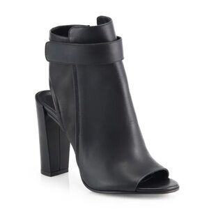 VINCE Brigham Open Toe Black Leather Bootie | Size 8